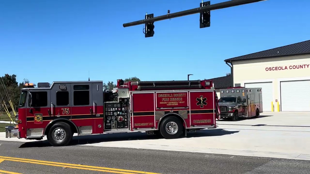 Osceola County Fire Rescue & EMS Engine 75 and Spare Rescue E Responding 