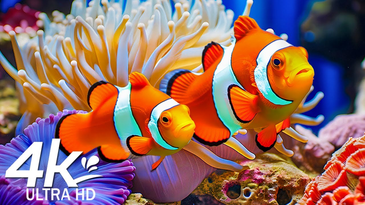 Aquarium Wonders 4K VIDEO ULTRA HD 🌊 Tranquil Coral Gardens & Peaceful Music