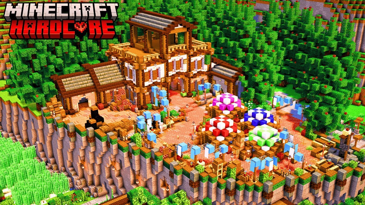 I Built a MEDIEVAL MARKET in my Hardcore Minecraft Forever World
