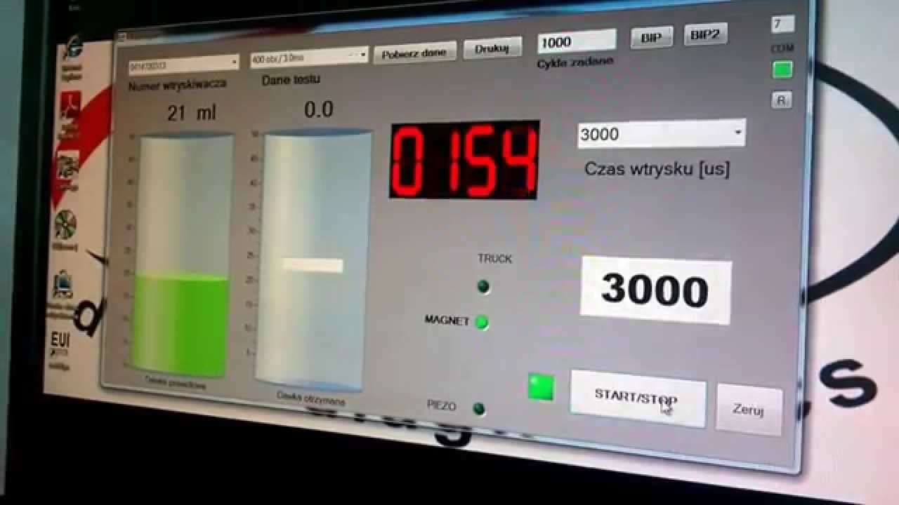 St&oacute;ł probierczy do pompowtryskiwaczy z pomiarem Bip time