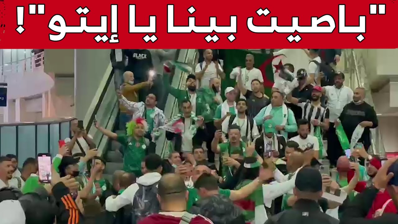 أنصار #الخضر يصنعون أجواءً احتفالية خيالية بمطار هواري بومدين قبل التنقل إلى #دوالا الكاميرونية 😍