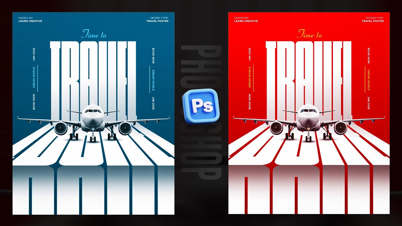 Современный дизайн туристических плакатов в Adobe Photoshop | Обучение Photoshop | Типографически...