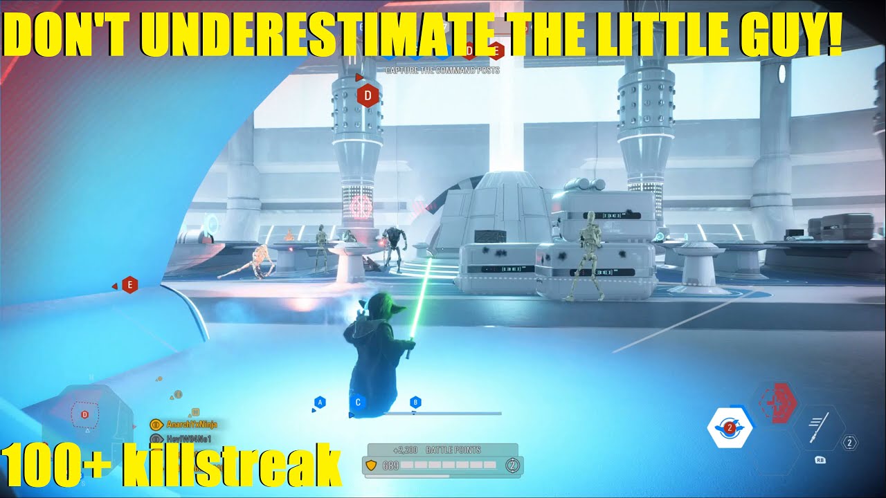 Star Wars Battlefront 2 - YODA massacred this team! 100+ Killstreak! Dont underestimate him!