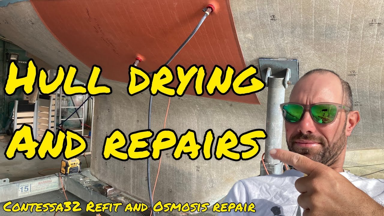 Osmosis Repair Part 2 - Drying the hull laminate + hull and keel repairs (Project Lottie Ep7)