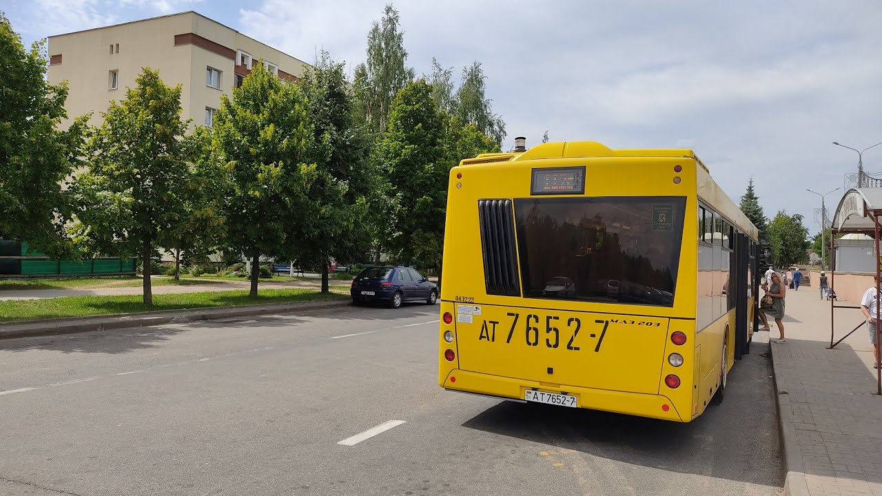 Минск.Поездка в автобусе МАЗ-203.115,гос.АТ 7652-7,марш.112с (01.08.2021)