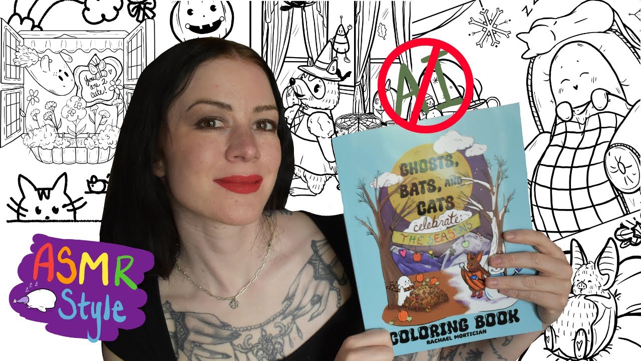 A Spooky Coloring Book You Can Color Year 'Round?! | ASMR Review and Color with Me! 🖍️