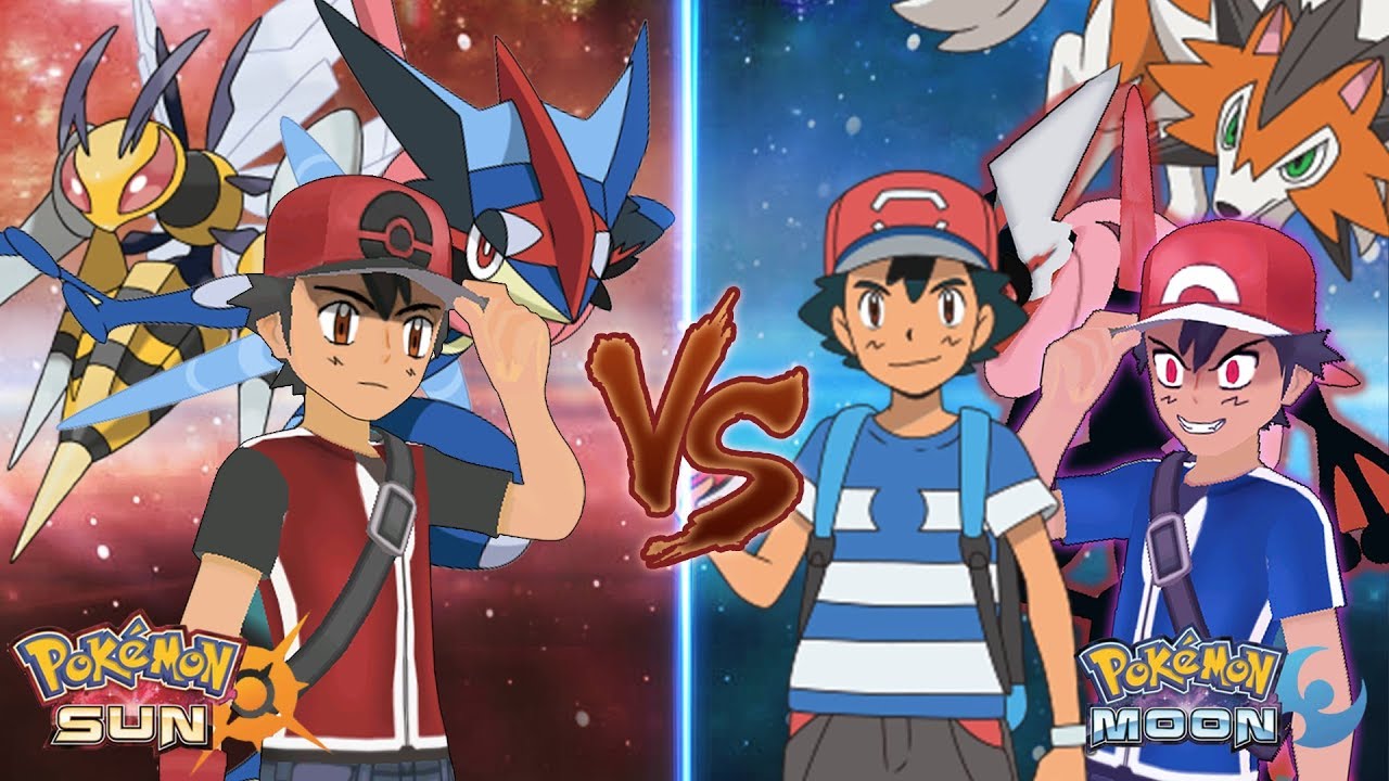 Pokemon Sun and Moon Champion Ash Vs Dark Ash and Ash