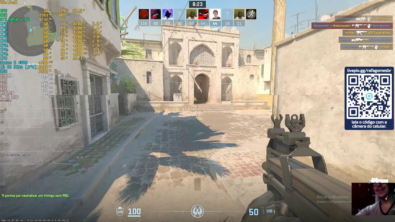 CS2 - 1080p - V.High - RTX 3050 6 GB + R5 4500 (AMD PBO) (16 GB)
