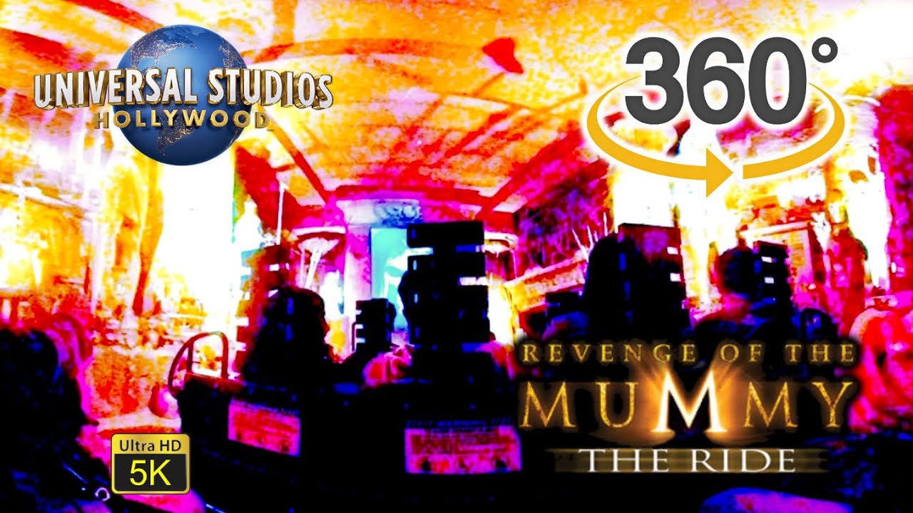 VR 360 Revenge of the Mummy Roller Coaster On Ride Ultra HD 5K POV Universal Studios Hollywood 2023