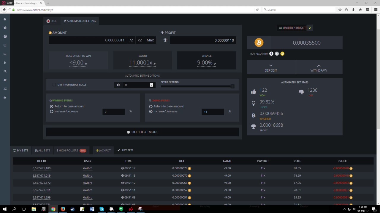 Bitsler strategy 2017 - Free faucet to 50k - part 2
