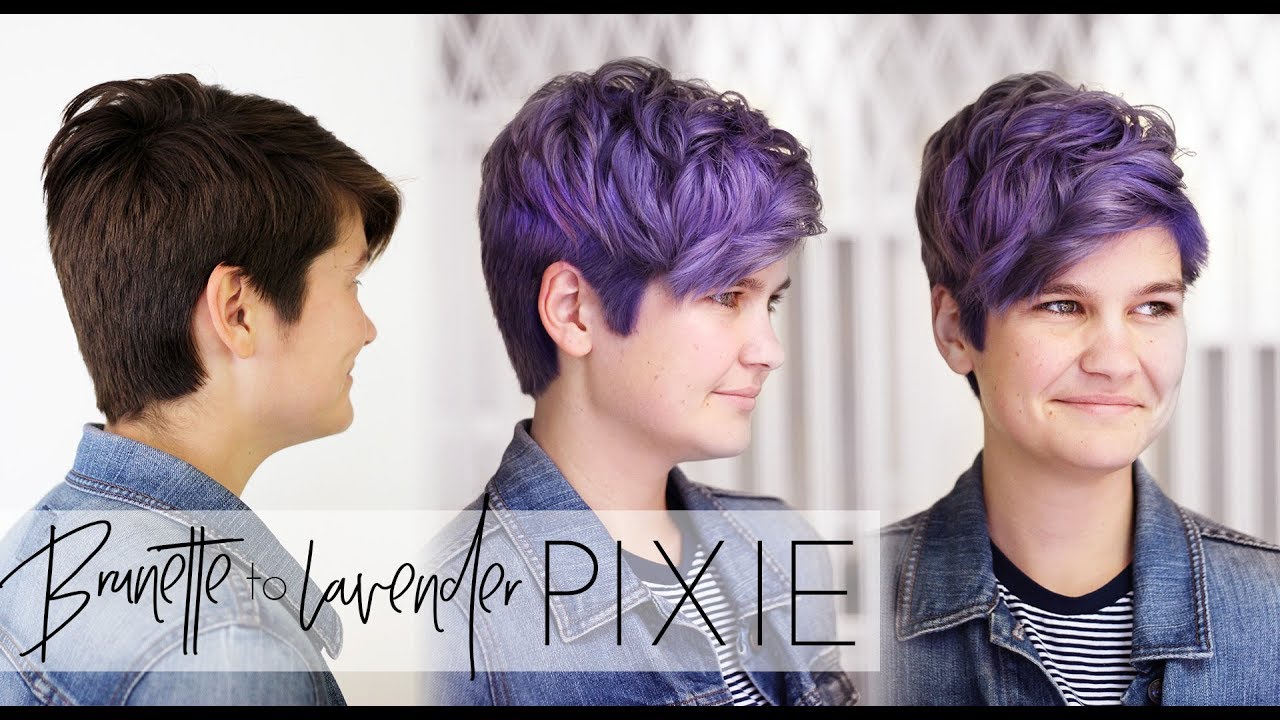Brunette to Pastel Lavender Hair Transformation | Short Pixie Cut Haircolor Tutorial