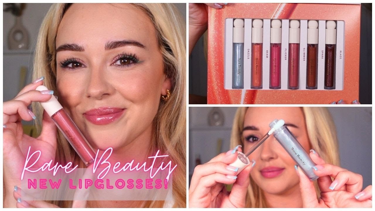 Trying all of the new shades of the Rare Beauty Positive Light Luminizing Lip Gloss!