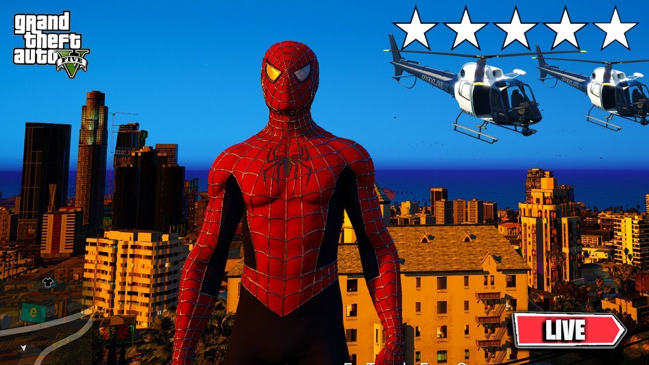 Spider-Man in GTA 5 Tobey Maguire Gameplay Live