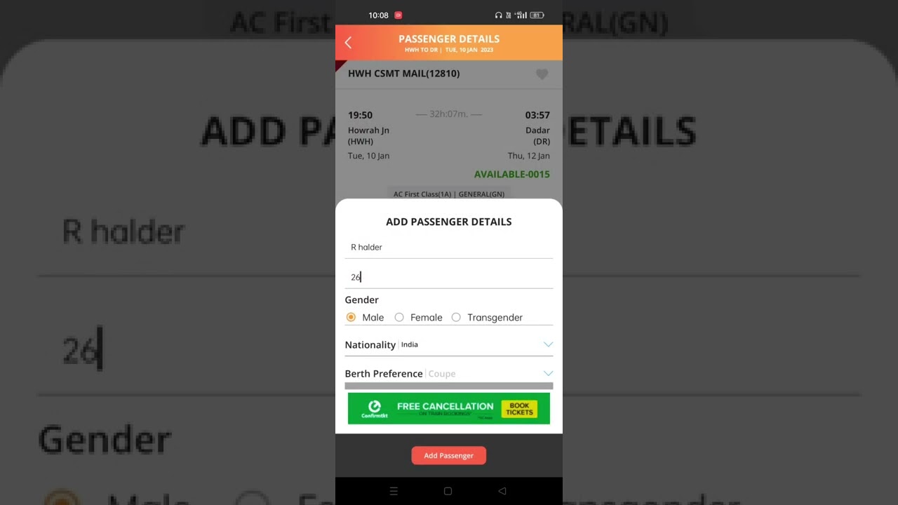 how to booking coupe in cabin in A1 ac