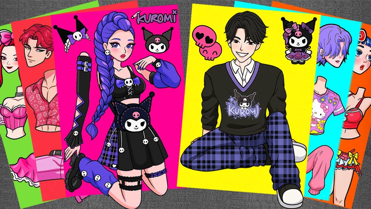 [Paper diy] KPOP DEMON HUNTERS 💗 Huntrix Rumi & Jinu Cosplay Kuromi & My Melody | Sticker Book DIY