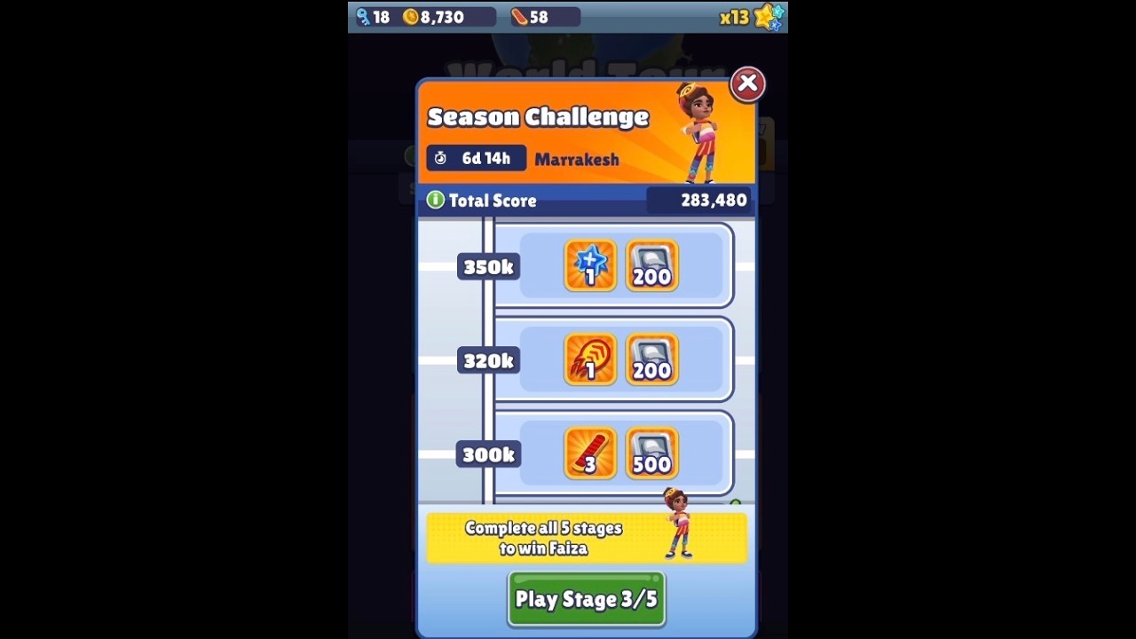 Subway surfers Apple Arcade finishing the challenge to get FAIZA