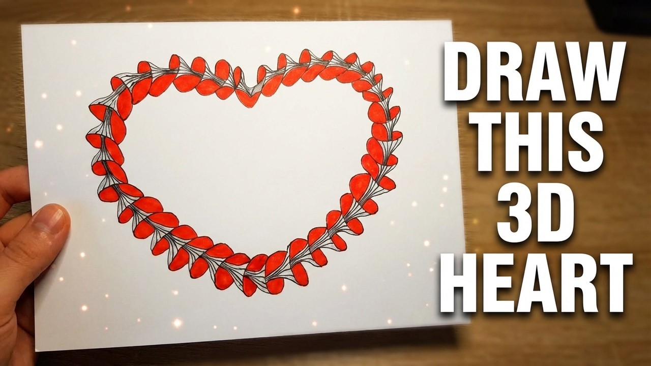 3D Flower Heart Drawing | Amazing Shading Technique