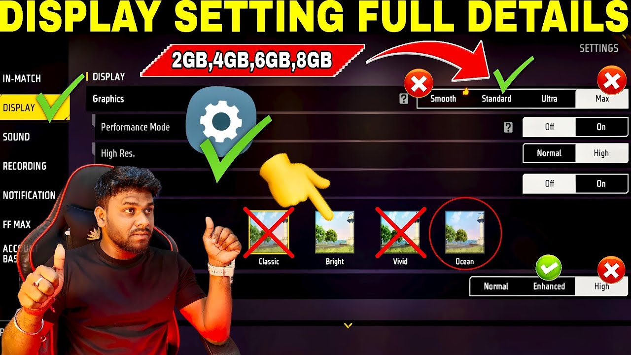 Free Fire Pro Display Settings//Free Fire Display Settings Smooth//Free Fire Display Filter Settings