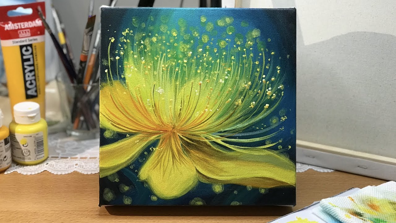 Acrylic painting the yellow flower painting how to paint the flower relaxing satisfying