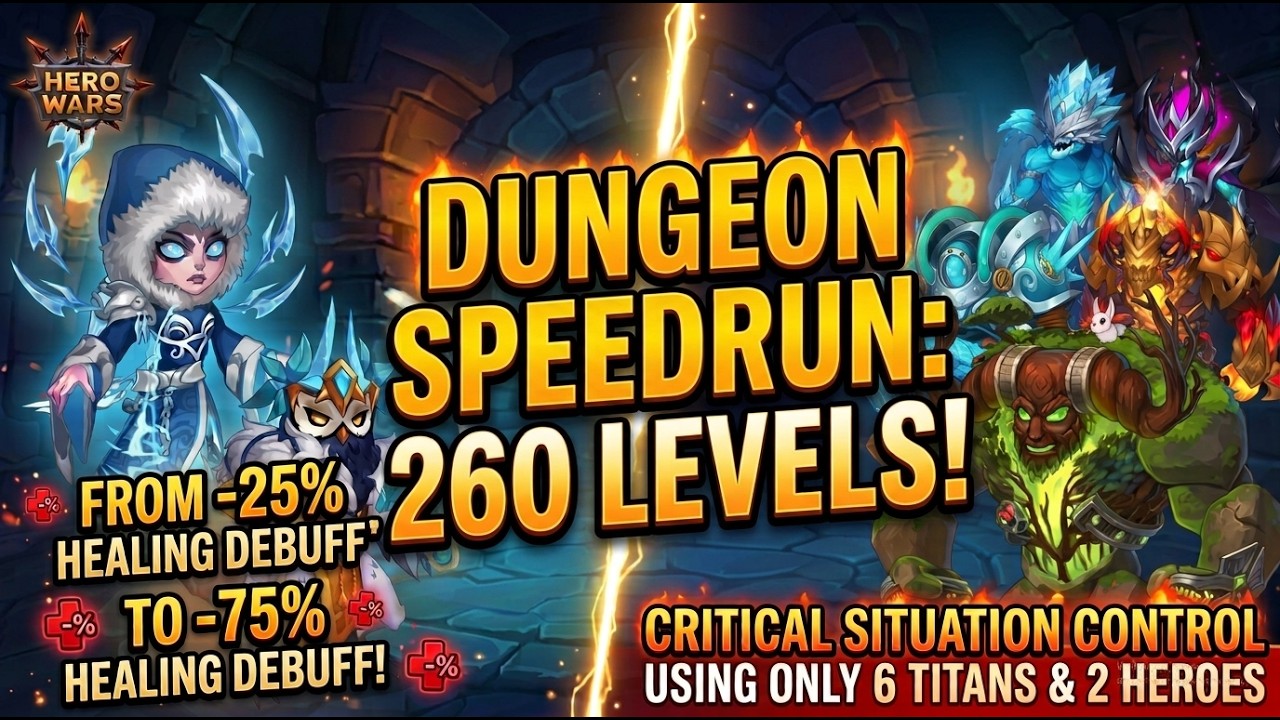 From -25% to -75% Healing Debuff critical situation 😱 260 Levels Speedrun in Hero Wars!