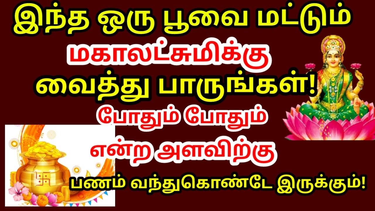 இந்த பூவை லஷ்மி படத்திற்கு வைத்துப் பாருங்கள் போதும் போதும் என்ற அளவிற்கு பணம் சேரும்|#astrology