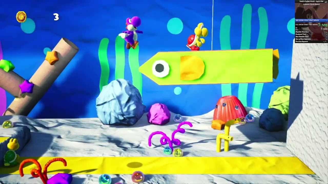 Yoshi's Crafted World Many Fish In The Sea Mellow Solo Any% 1:54