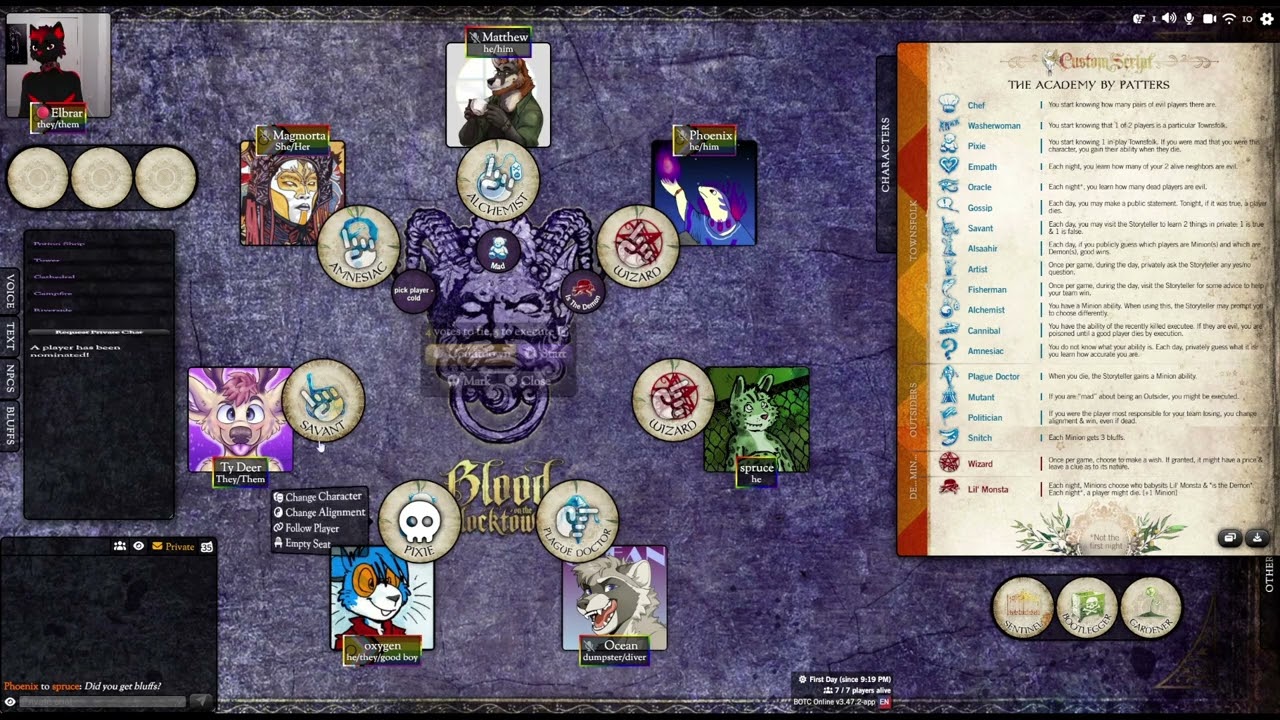 Blood on the Clocktower - Happy Birthday! (The Academy) - Storyteller Perspective