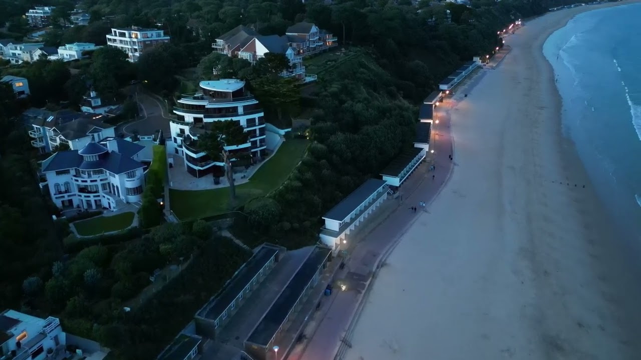 Canford cliffs Evening Beach Scene By Air