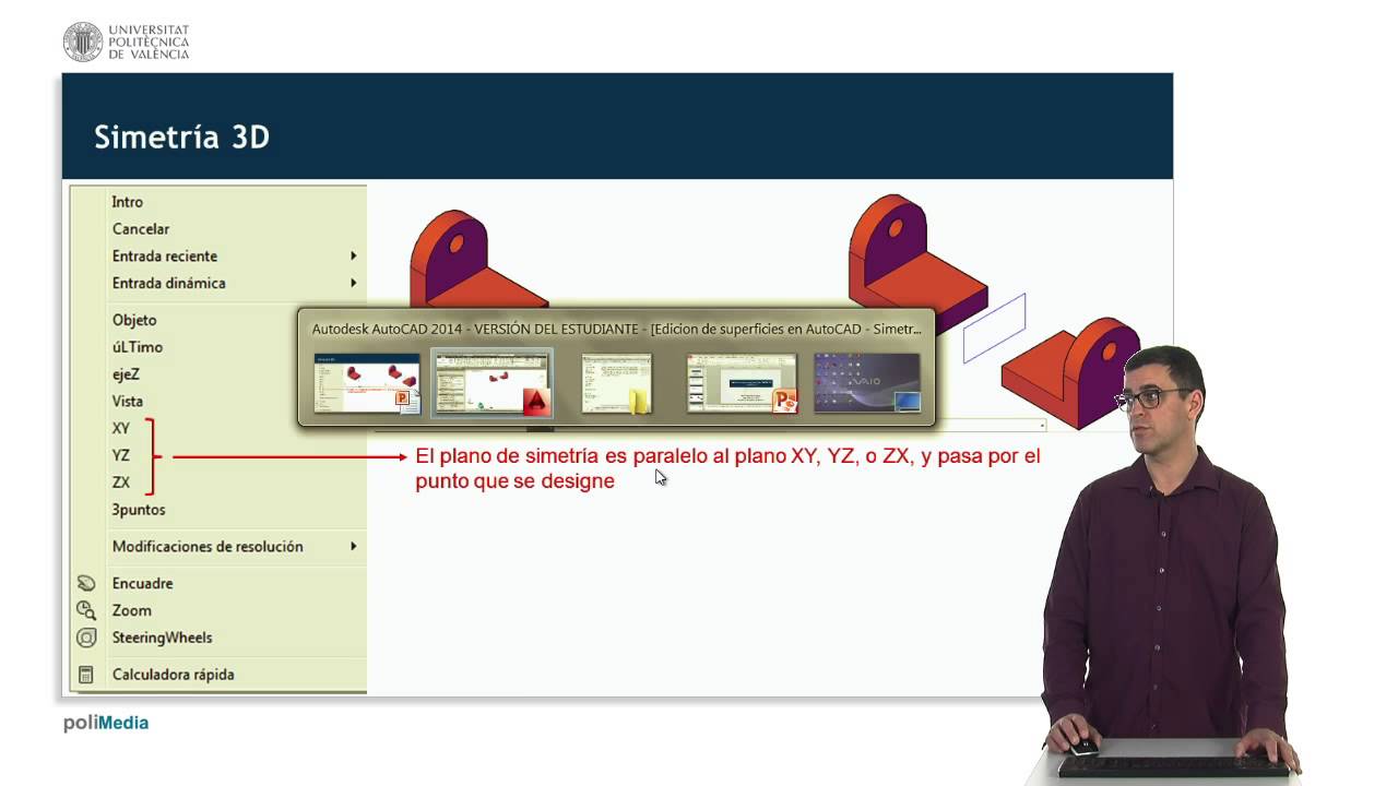 Edicion de objetos 2D en AutoCAD: Simetria 3D y Alinear 3D |  | UPV