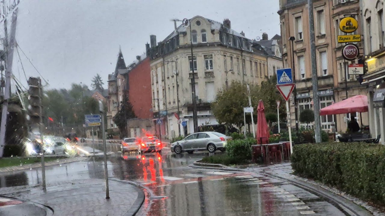Luxembourg Scenic Drive in Heavy Rain | Belval to Foetz Am Brill | iPhone 16, 4K