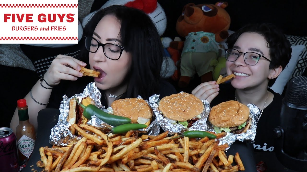 FIVE GUYS BURGERS AND FRIES MUKBANG