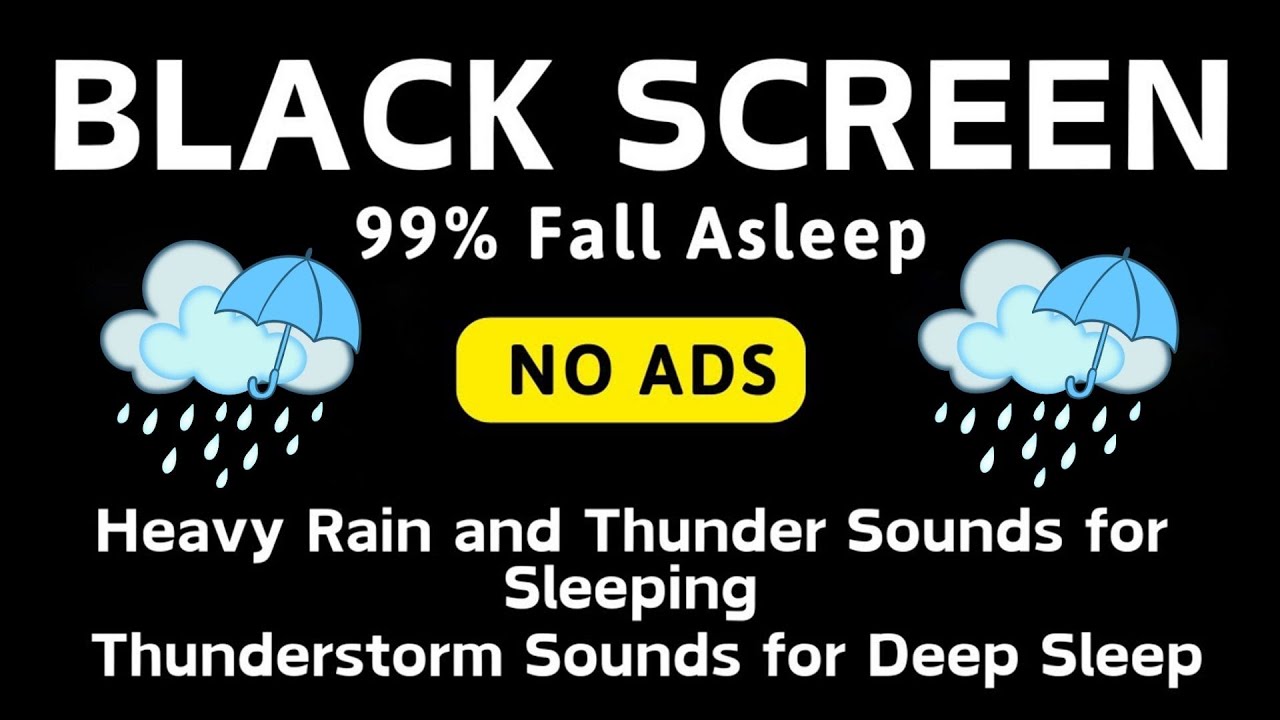 🔴 Heavy Rain and Thunder Sounds for Sleeping 💤- Black Screen | Perfect for Deep Sleep and Relaxation