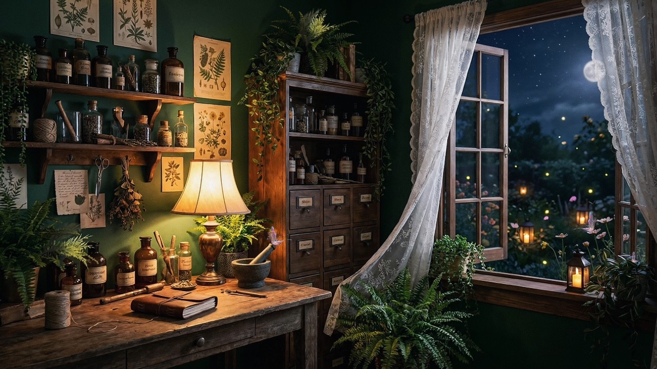 Open Window Night Sounds 🕯️ Crickets, Breeze & Chimes | Calm Background Noise