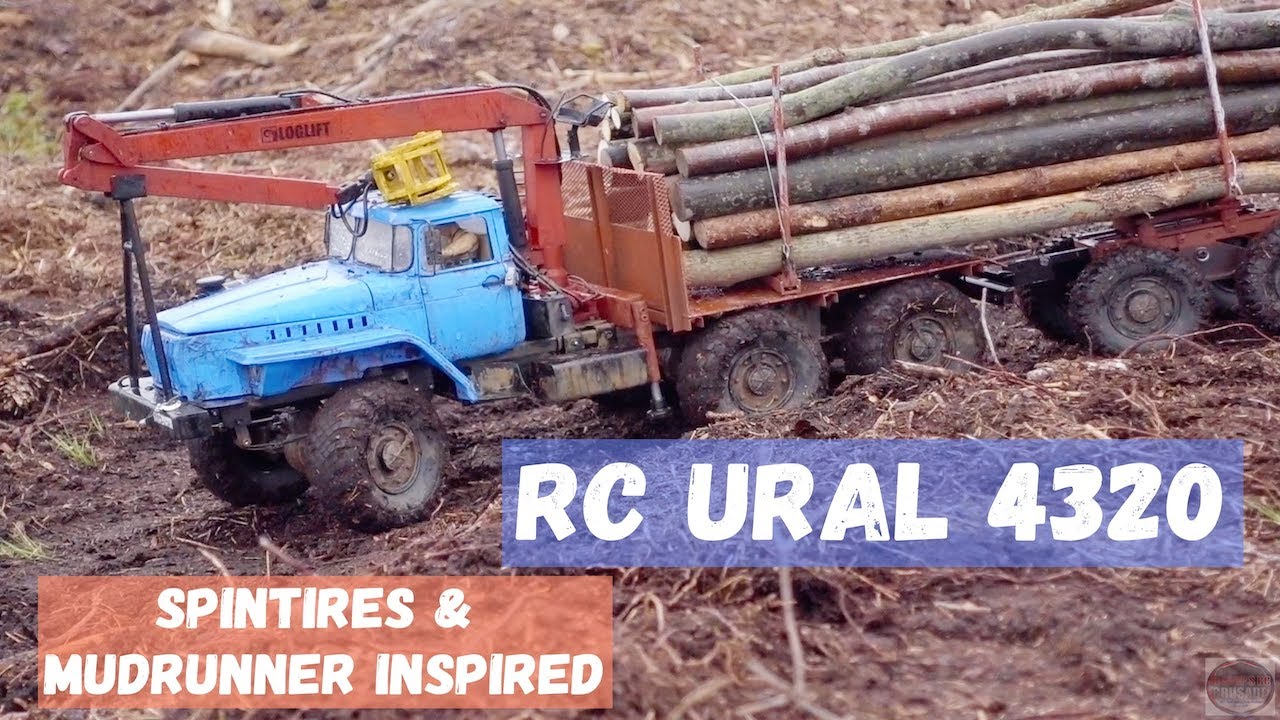 Russian Log Truck - RC Spintires Mudrunner 1:12 scale  Ural 4320 6x6  Mud run Logging