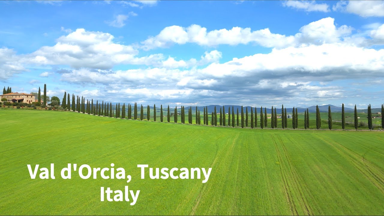 4K Drone Relaxation Film: Val d'Orcia, Tuscany Italy.