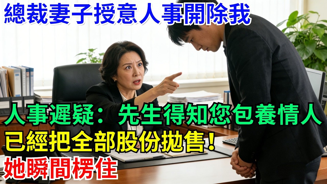 總裁妻子授意人事開除我，人事遲疑：先生得知您包養情人，已經把全部股份拋售！她瞬間楞住#職場 #故事#家庭#退休生活#情感 #爽文#情感故事#小說#逆襲#深夜故事#老人頻道 #完結 #一口氣看完