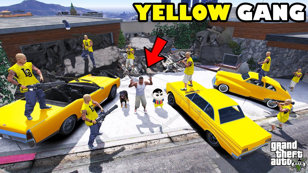 Franklin's House Attacked and Destroyed By Yellow Gang In GTA 5 | SHINCHAN and CHOP