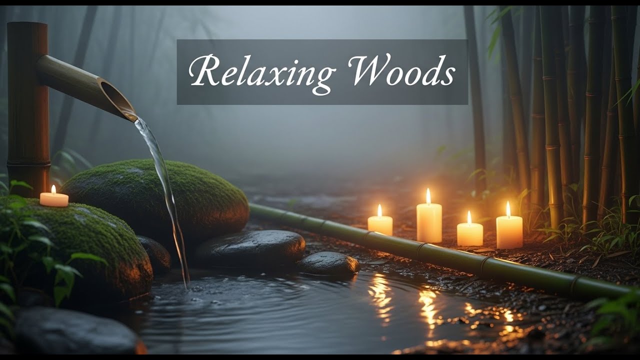 Zen Morning Reflection Bamboo Fountain and Candle Glow for Healing Meditation Sleep Calm Serenity