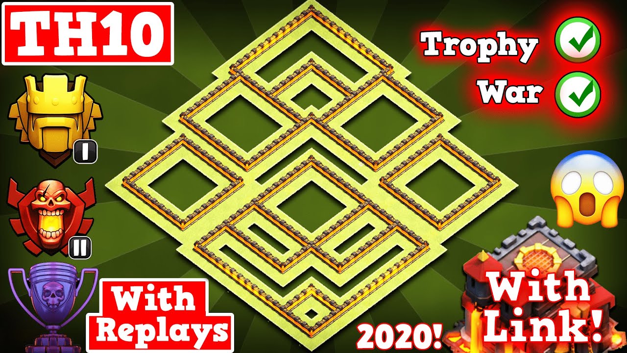 BEST Town Hall 10 (Th10) Trophy/War Base With Link 2020!