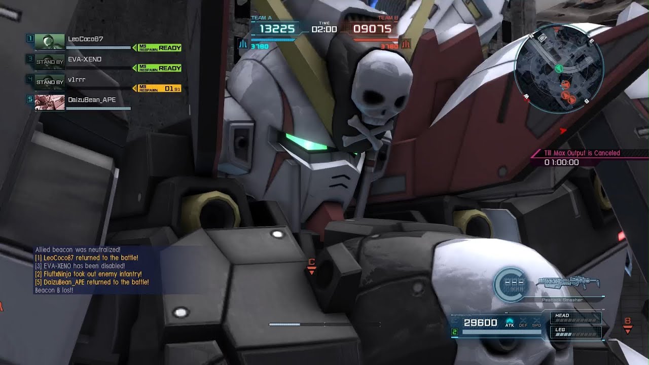 F97 Crossbone Gundam X1 Full Cloth in 750 Basic Match at Ruined City (Record Top Damage score}