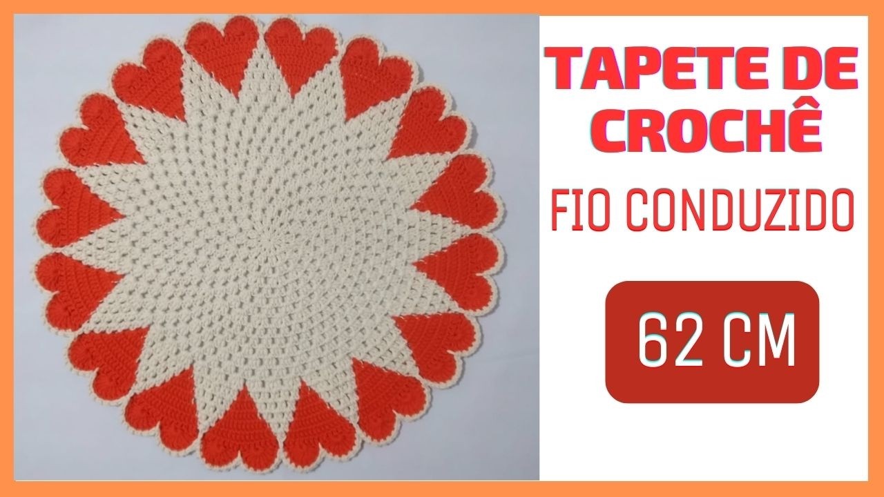 Tapete ou Centro de Mesa Corações em Fio Conduzido 62 cm