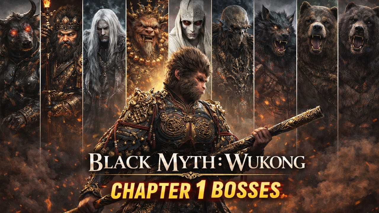 Black Myth: Wukong Chapter 1 – ALL Boss Fights (Bull Guard → Black Wind King) 🔥#wukong #pcgaming