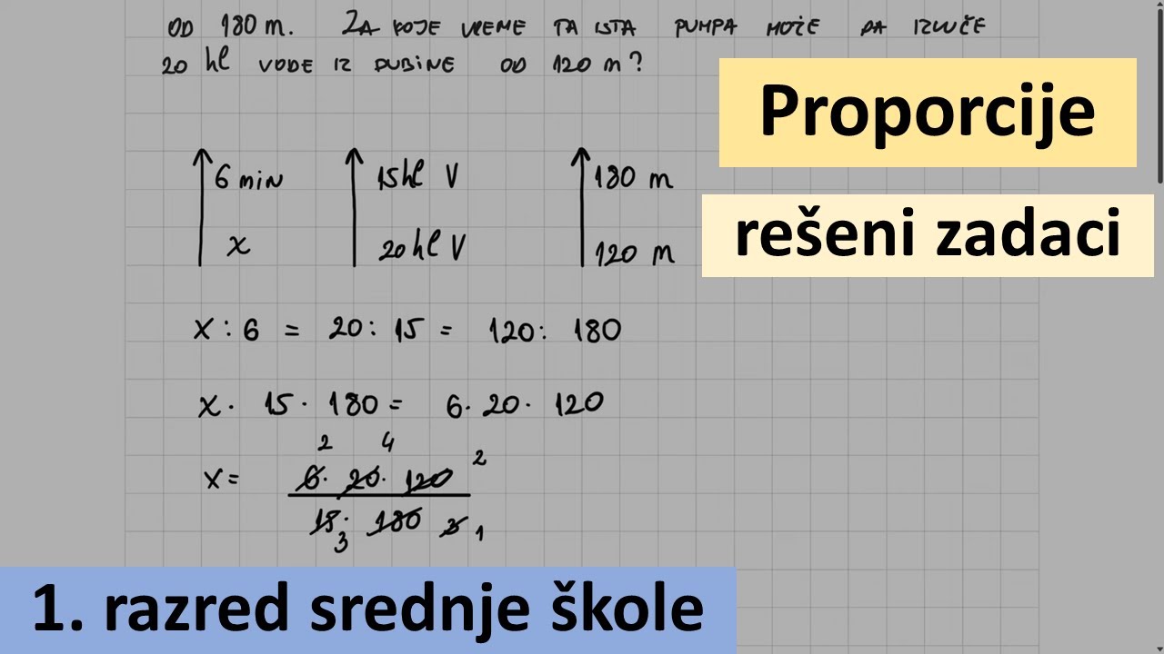 Proporcije rešeni zadaci -  prva godina srednje škole