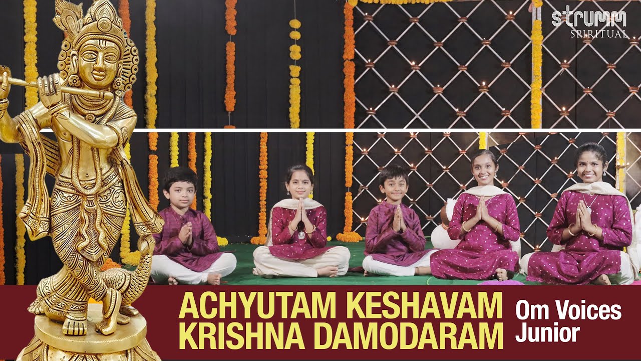 Achyutam Keshavam Krishna Damodaram  I Om Voices Junior I Lord Krishna Bhajan in young voices