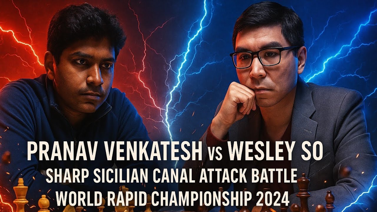 Pranav Venkatesh vs Wesley So ❗ World Rapid Championship 2024 ❗ Sharp Sicilian Canal Attack Battle‼️