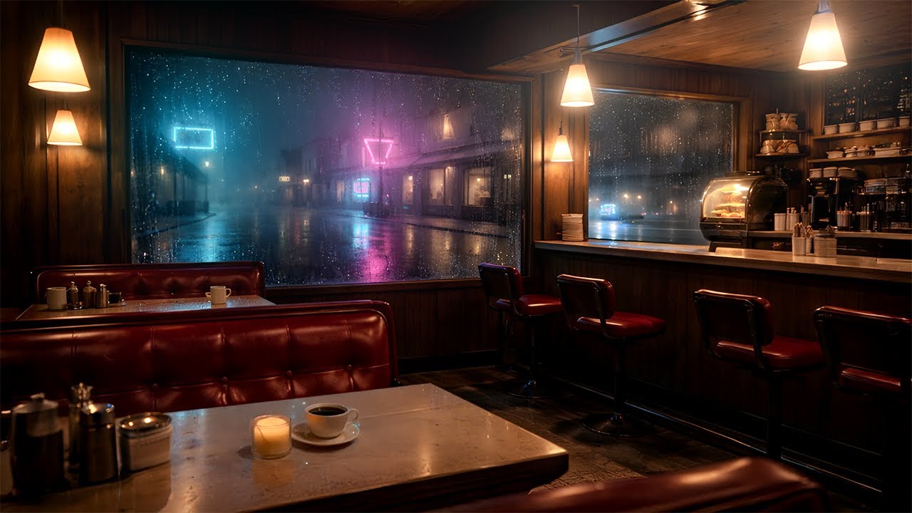 Rainy Diner Ambience 🌧️ | 80s Small-Town Mystery Night Cosy Cafe Vibes | Study, Relax, Sleep