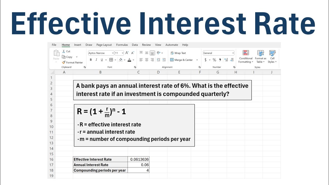 Calculate Effective Interest Rate in Excel (Step-by-Step Example)