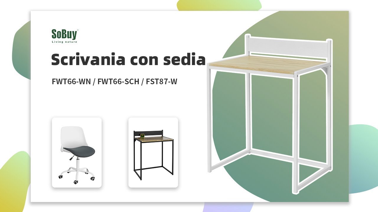 Sobuy scrivania con sedia | Scrivania del computer | Tavolo per computer | Sedia girevole | FWT66-WN