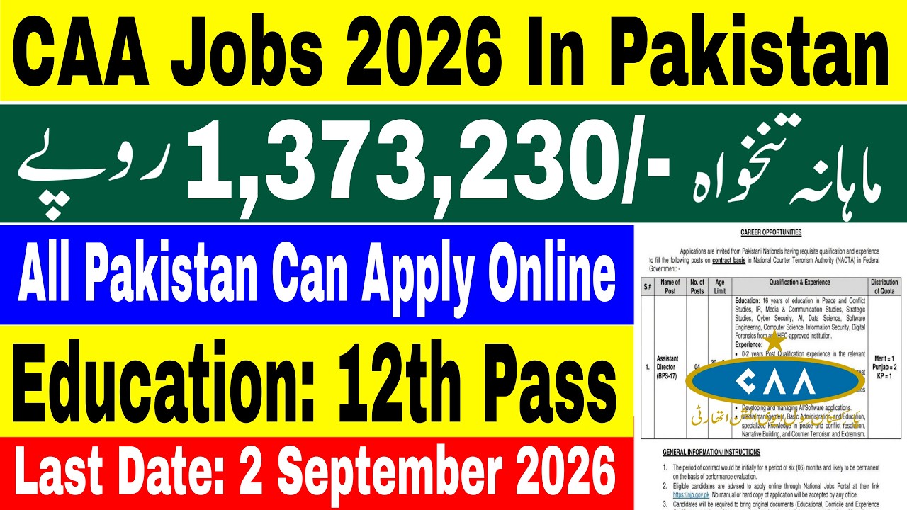 Pakistan Civil Aviation Authority Jobs 2026 | PCAA Latest Jobs 2026 | Apply Online