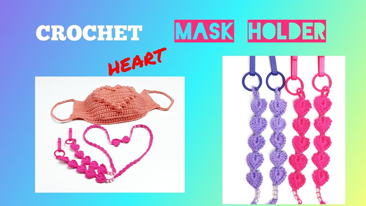Crochet mask  strap /สายคล้องแมสโครเชต์ลายหัวใจ แบบที่ 9 @Miki Miki